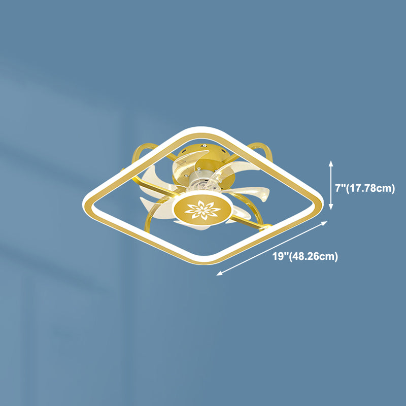 Kinderstil Geometrie Deckenventilator Leuchten Metall 2-Licht-LED-Flush Leuchten in Gold