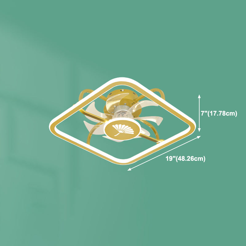 Kinderstil Geometrie Deckenventilator Leuchten Metall 2-Licht-LED-Flush Leuchten in Gold