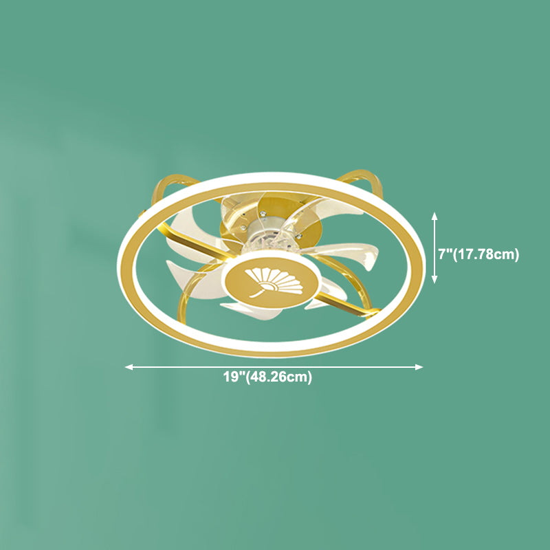 Kinderstil Geometrie Deckenventilator Leuchten Metall 2-Licht-LED-Flush Leuchten in Gold