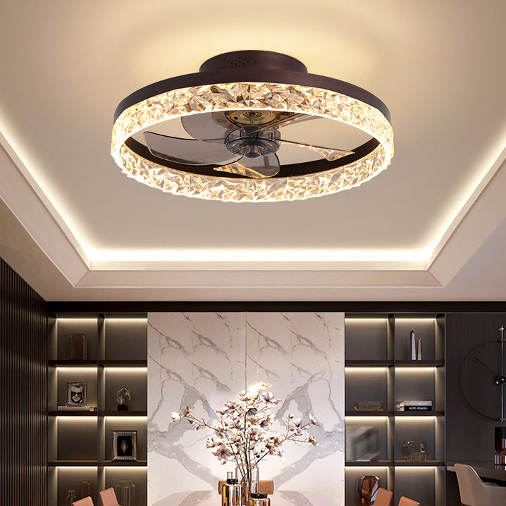 Ventola del soffitto del cerchio moderno Metal 1 Ventilato a soffitto a LED LEDE per camera da letto
