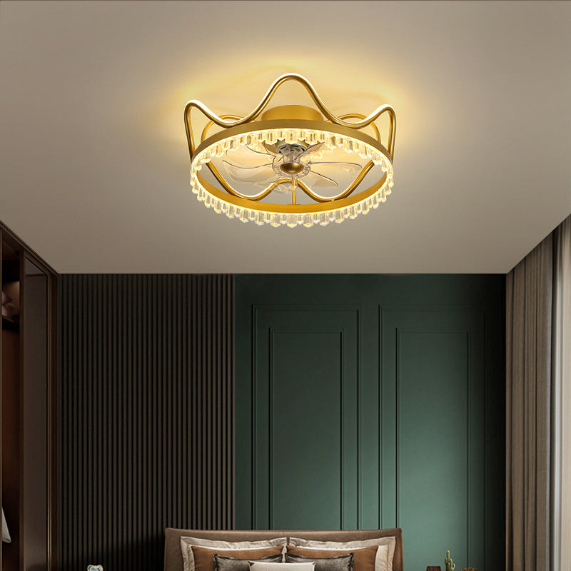 Metal Crown Shape Ceiling Fan Lights Modern Style 2 Light LED Flush Lights