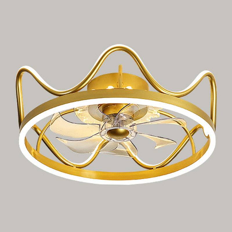 Metal Crown Shape Ceiling Fan Lights Modern Style 2 Light LED Flush Lights