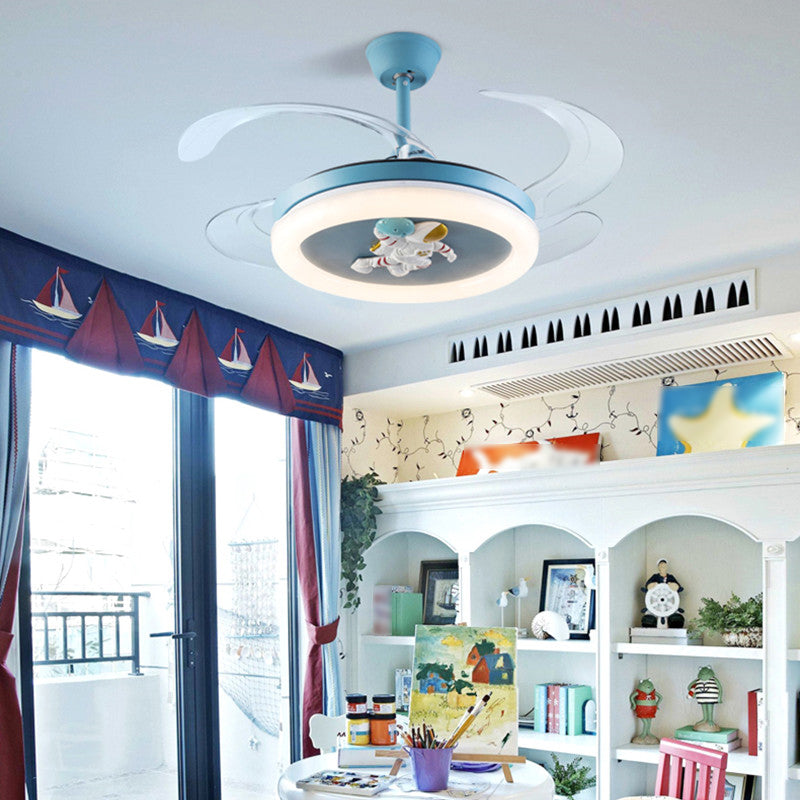 Metal Ceiling Fan Lighting Modern Style 1 Light Ceiling Fan Lamp for Children's Room