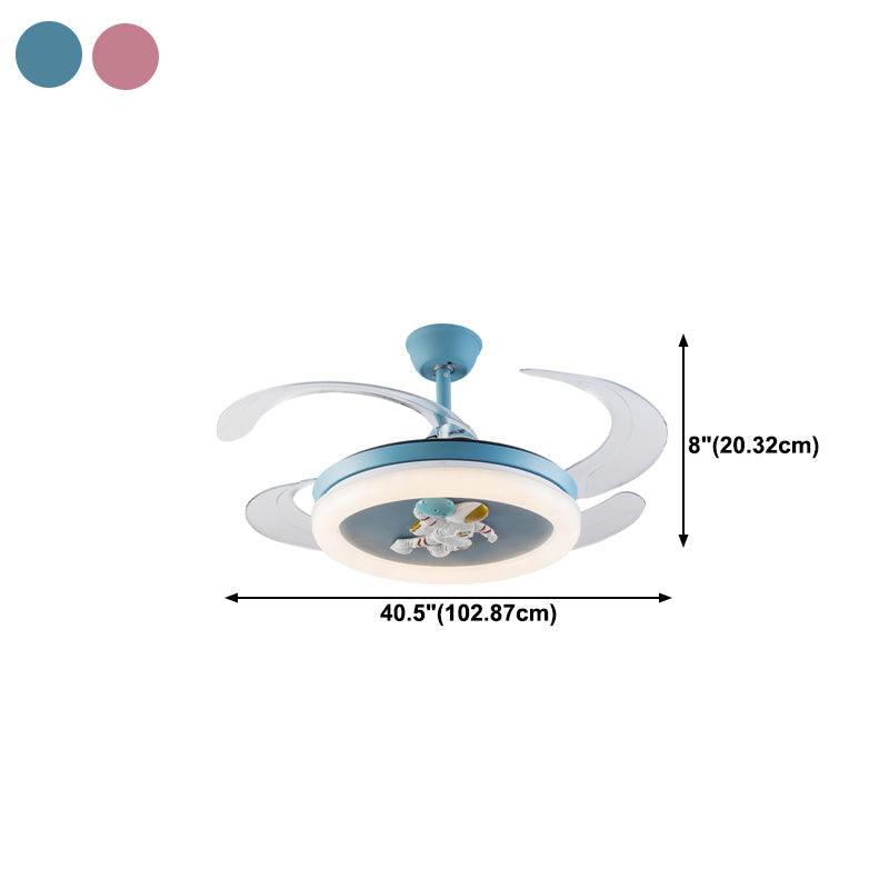 Metal Ceiling Fan Lighting Modern Style 1 Light Ceiling Fan Lamp for Children's Room