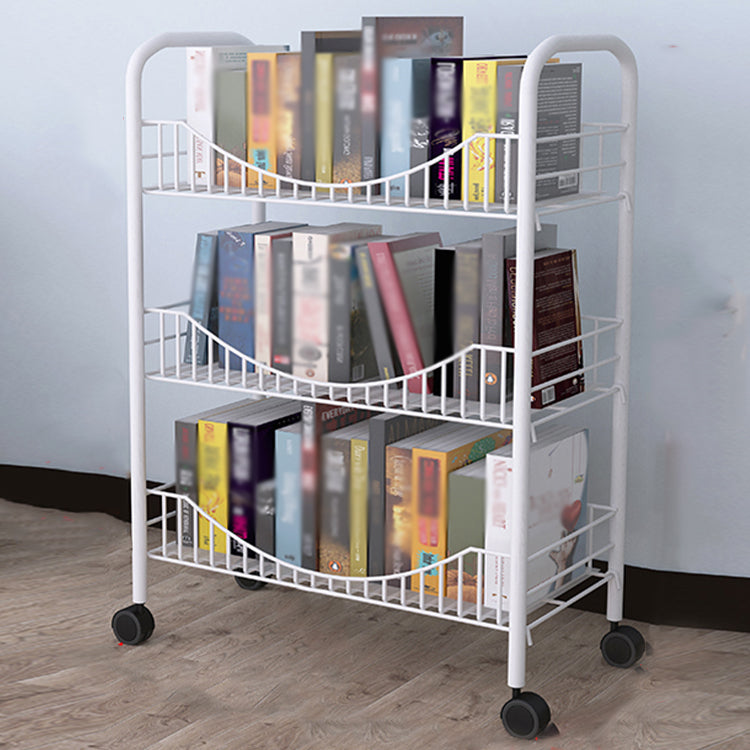 Steel Industrial Etagere Bookshelf Open Vertical Bookshelf with Caster Wheels