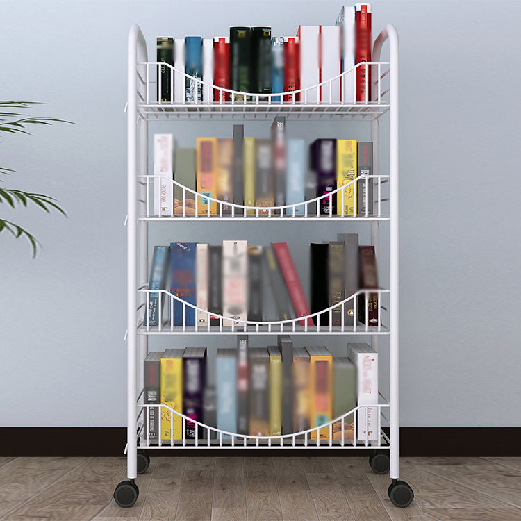 Steel Industrial Etagere Bookshelf Open Vertical Bookshelf with Caster Wheels
