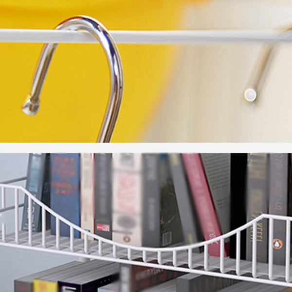 Steel Industrial Etagere Bookshelf Open Vertical Bookshelf with Caster Wheels