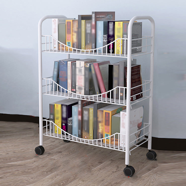 Steel Industrial Etagere Bookshelf Open Vertical Bookshelf with Caster Wheels