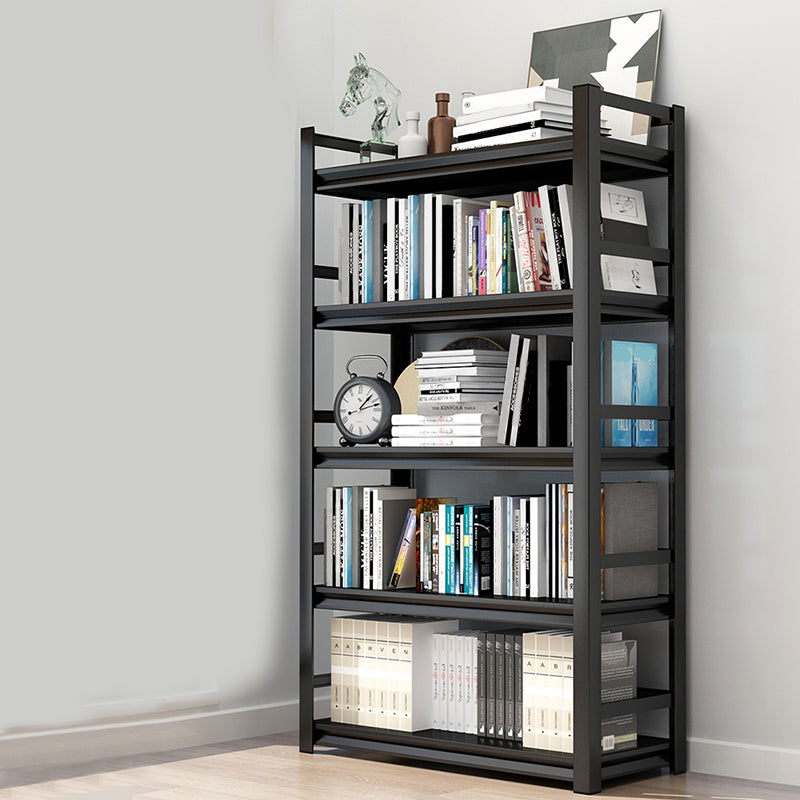 Metal Open Etagere Bookshelf Black Industrial Vertical Bookshelf for Home