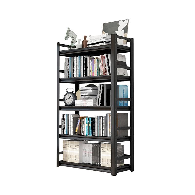 Metal Open Etagere Bookshelf Black Industrial Vertical Bookshelf for Home