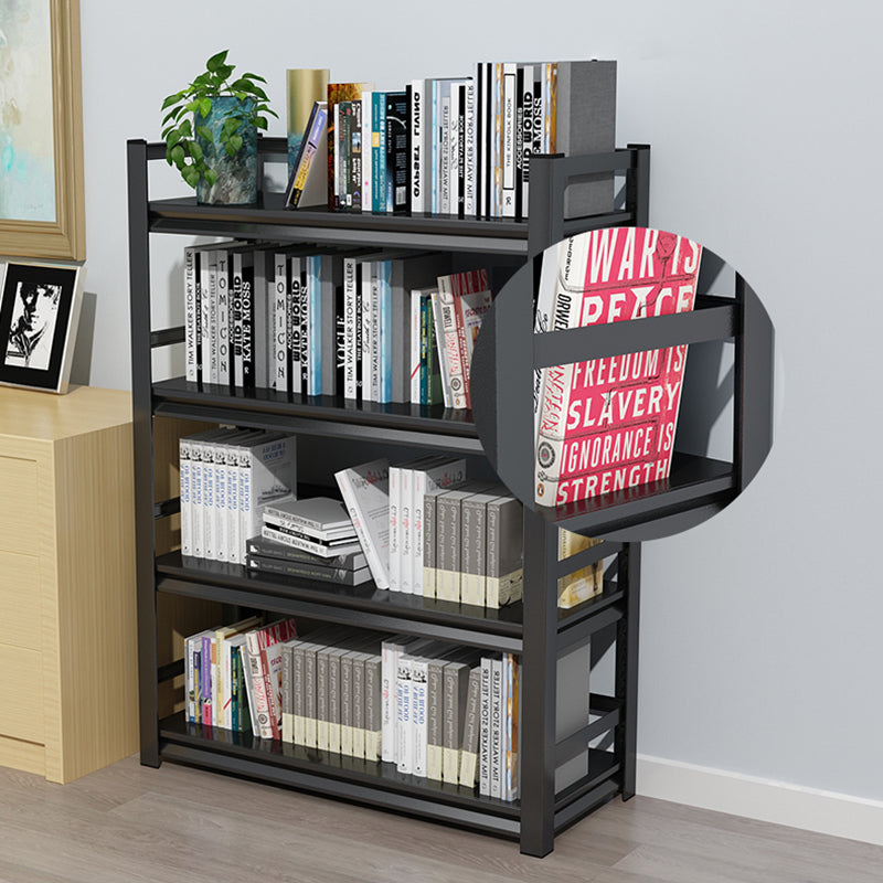 Metal Open Etagere Bookshelf Black Industrial Vertical Bookshelf for Home