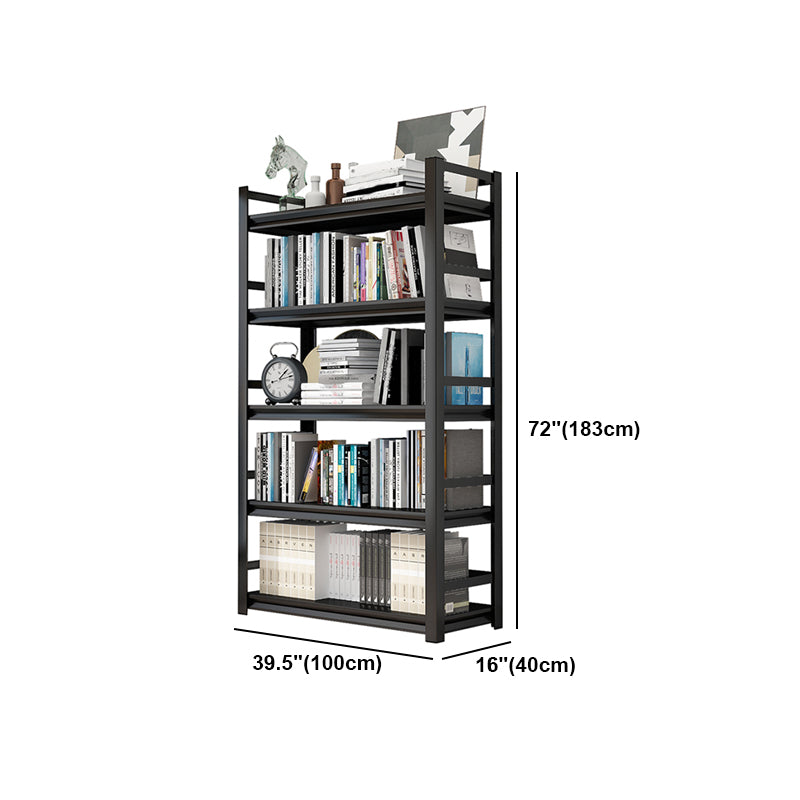 Metal Open Etagere Bookshelf Black Industrial Vertical Bookshelf for Home