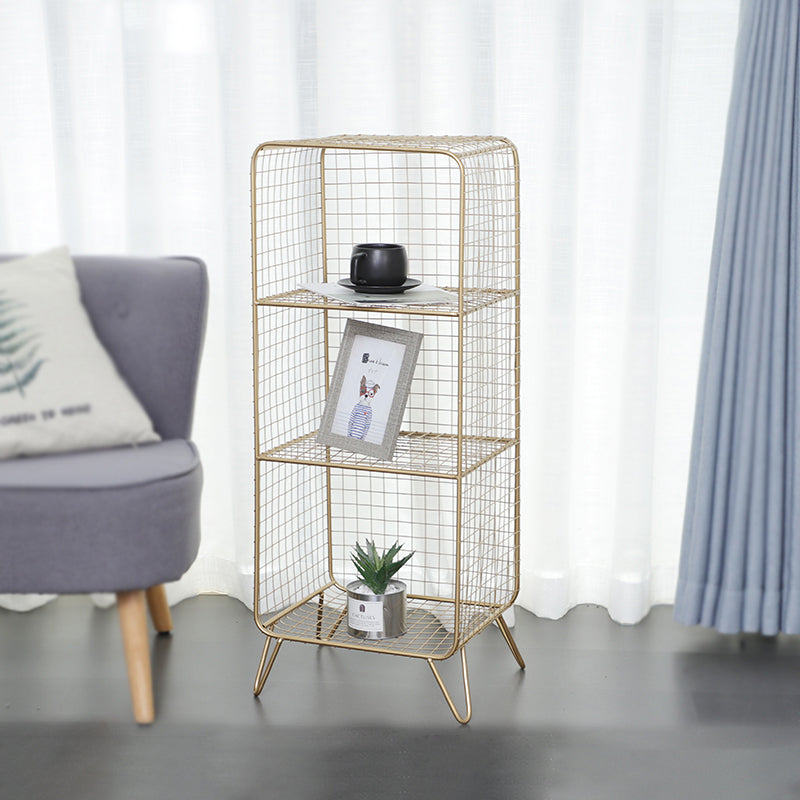 Closed Back Bookcase Glam Style Bookshelf for Home Office and Study Room