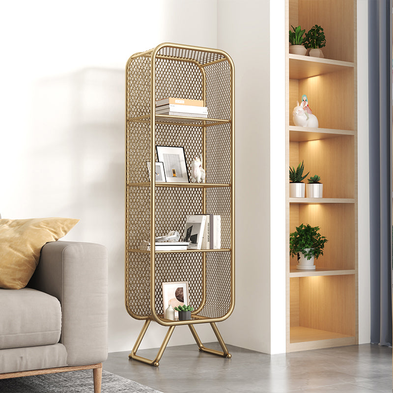 Closed Back Bookcase Glam Style Bookshelf for Home Office and Study Room