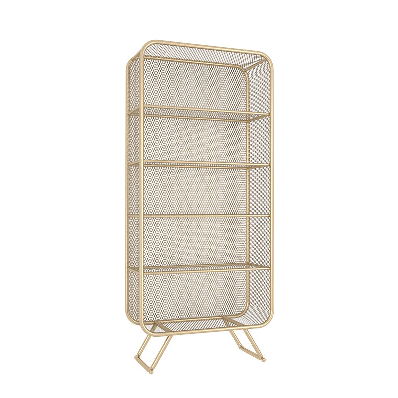 Closed Back Bookcase Glam Style Bookshelf for Home Office and Study Room