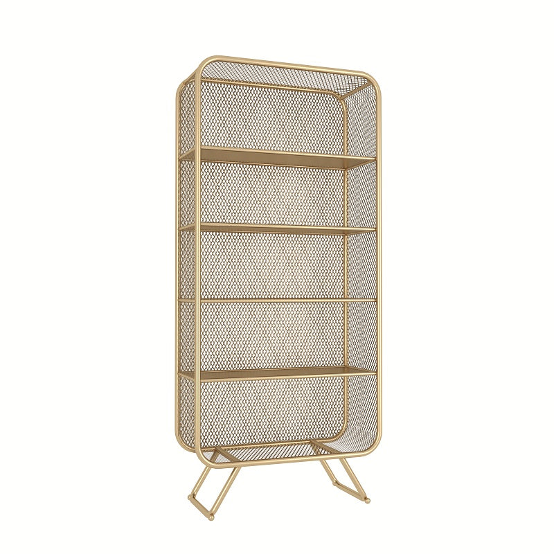 Closed Back Bookcase Glam Style Bookshelf for Home Office and Study Room