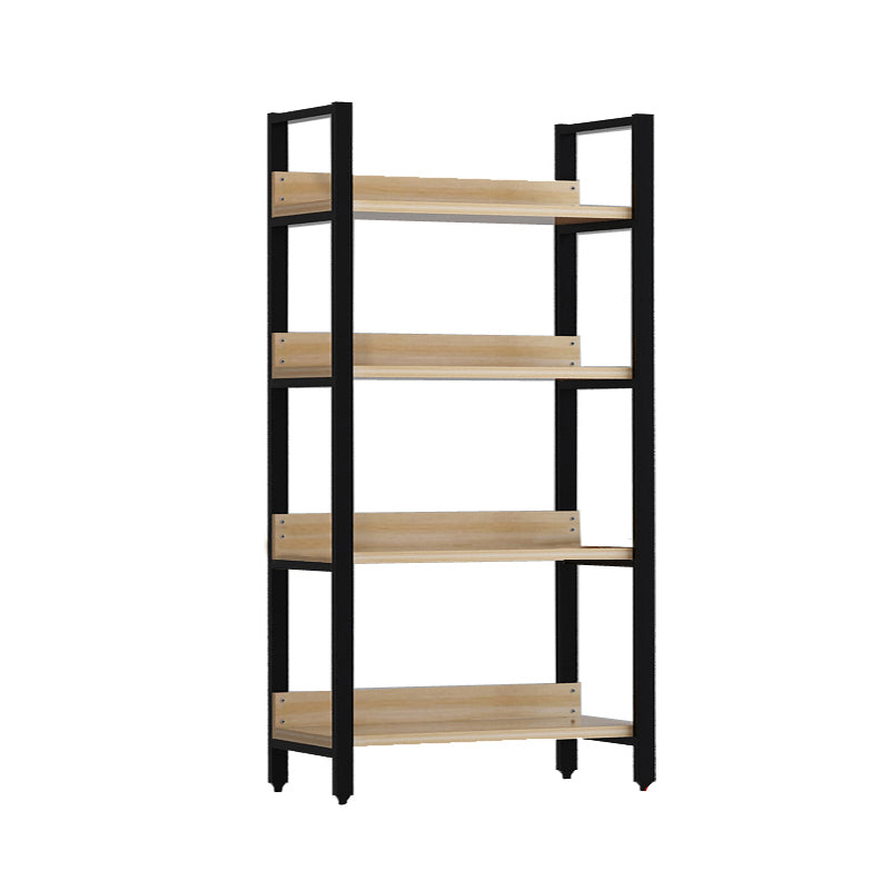 Vertical Industrial Etagere Bookshelf Steel Frame Solid Wood Shelf Bookshelf