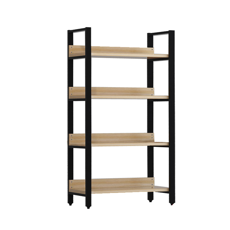 Vertical Industrial Etagere Bookshelf Steel Frame Solid Wood Shelf Bookshelf