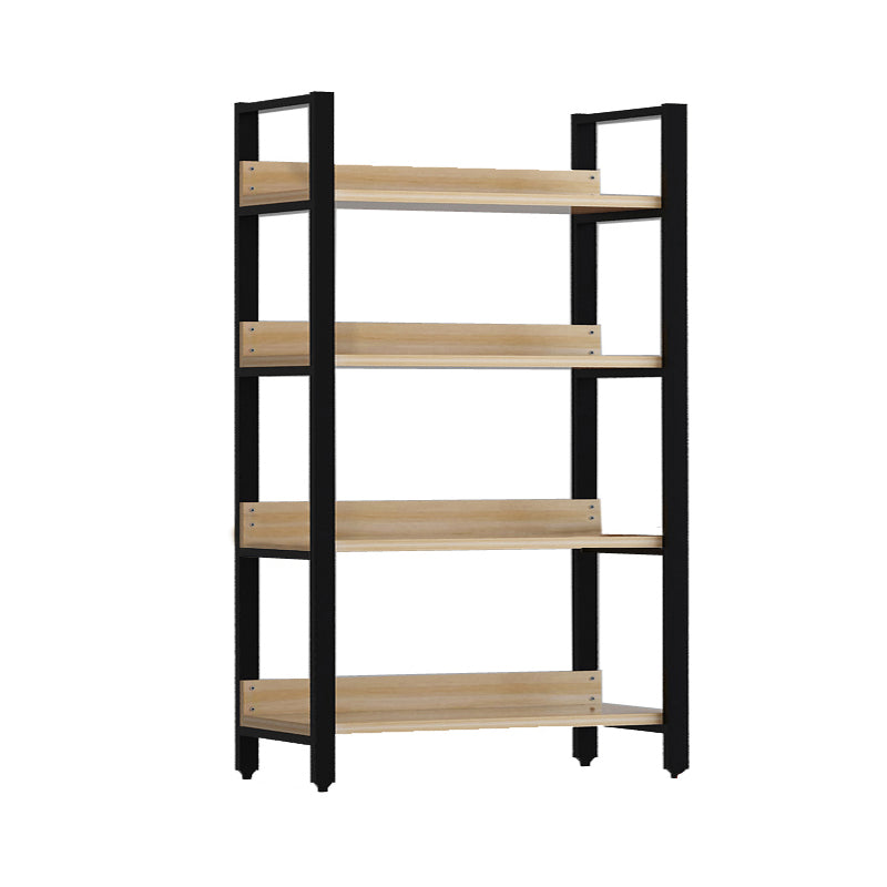 Vertical Industrial Etagere Bookshelf Steel Frame Solid Wood Shelf Bookshelf