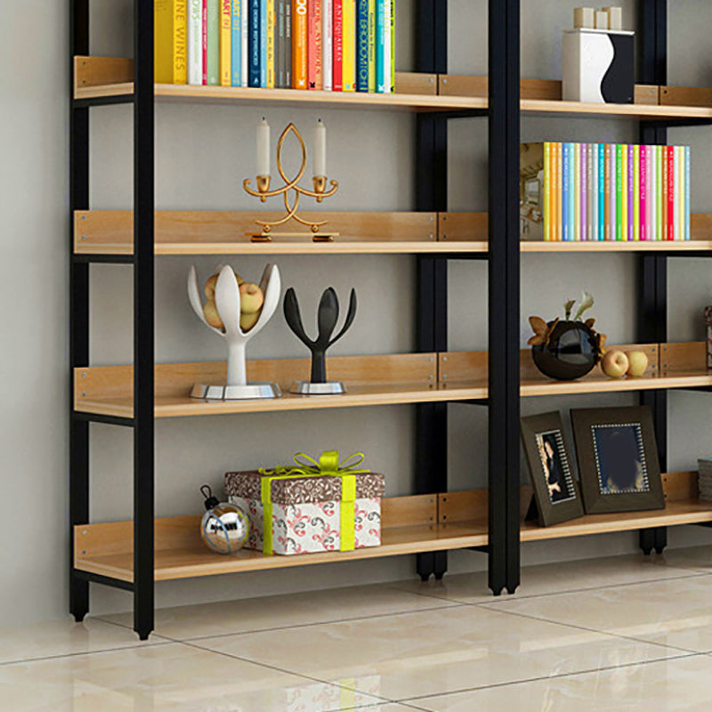 Vertical Industrial Etagere Bookshelf Steel Frame Solid Wood Shelf Bookshelf