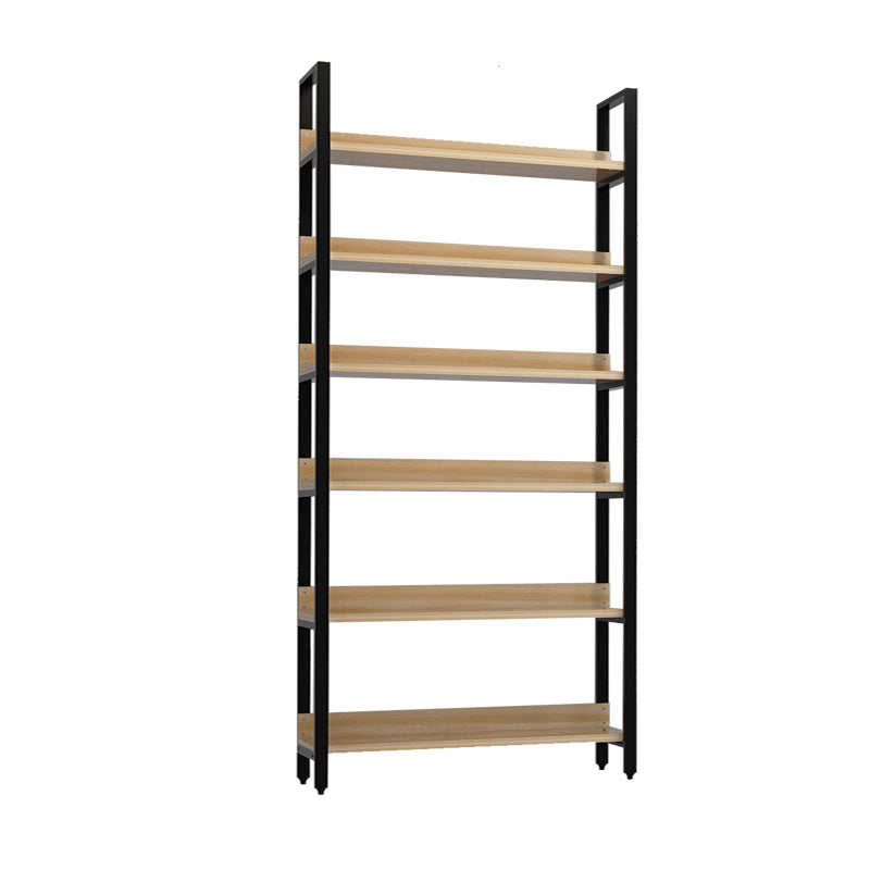 Vertical Industrial Etagere Bookshelf Steel Frame Solid Wood Shelf Bookshelf