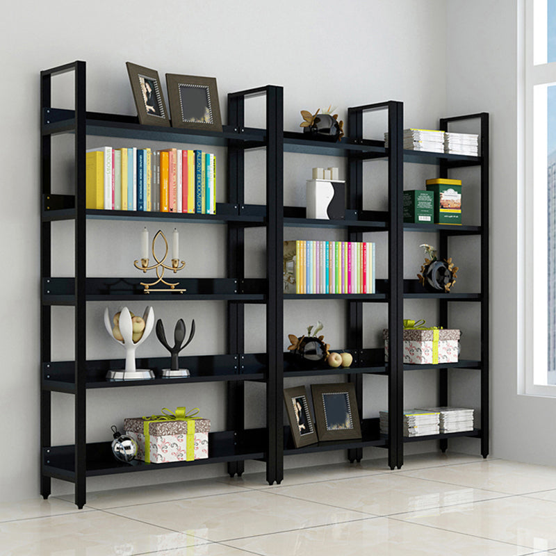 Vertical Industrial Etagere Bookshelf Steel Frame Solid Wood Shelf Bookshelf