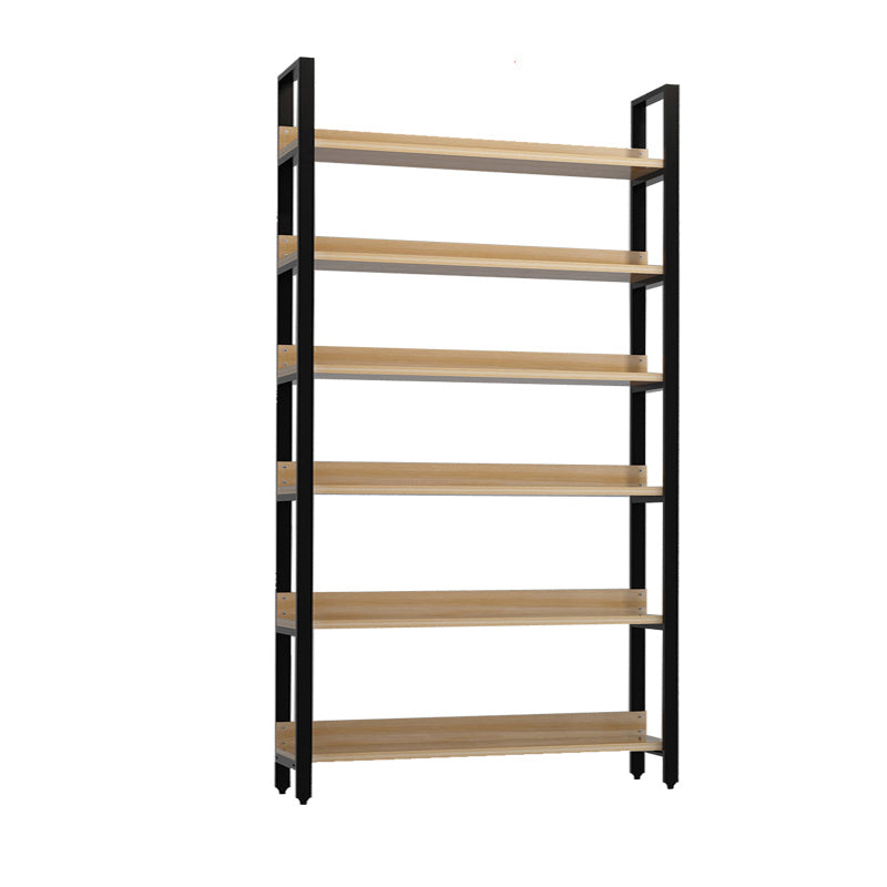 Vertical Industrial Etagere Bookshelf Steel Frame Solid Wood Shelf Bookshelf