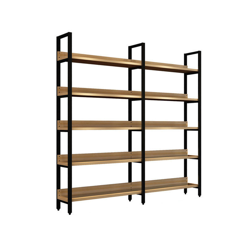 Vertical Industrial Etagere Bookshelf Steel Frame Solid Wood Shelf Bookshelf