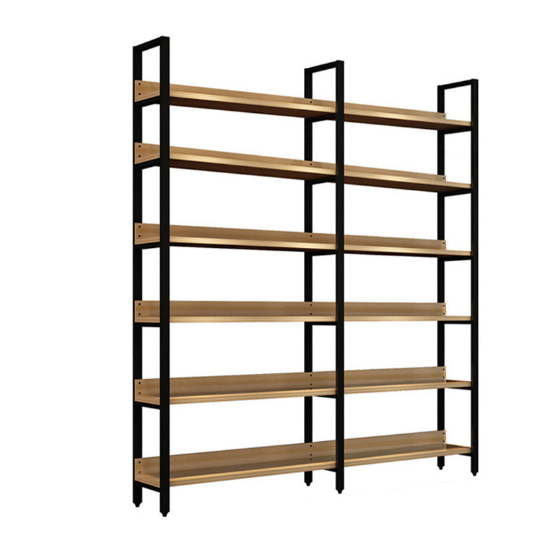 Vertical Industrial Etagere Bookshelf Steel Frame Solid Wood Shelf Bookshelf