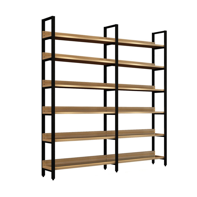 Vertical Industrial Etagere Bookshelf Steel Frame Solid Wood Shelf Bookshelf