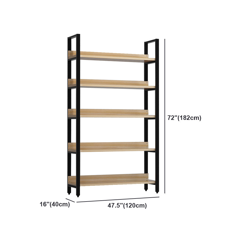 Vertical Industrial Etagere Bookshelf Steel Frame Solid Wood Shelf Bookshelf