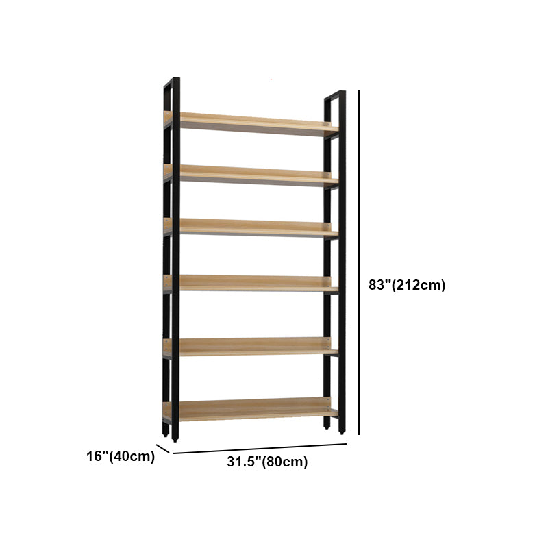 Vertical Industrial Etagere Bookshelf Steel Frame Solid Wood Shelf Bookshelf