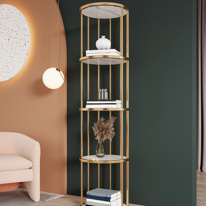 Scandinavian Metal Corner Bookshelf Open Vertical Bookshelf for Living Room