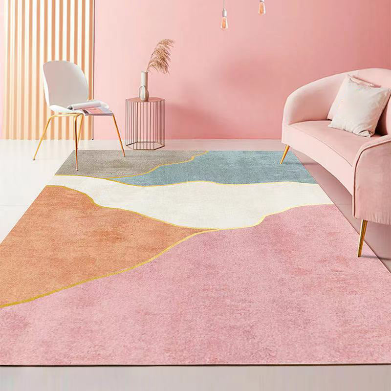 Beige Abstract Color Lump Rug Polyetser Modern Rug Stain Resistant Rug for Living Room