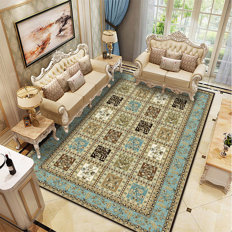 Light Yellow Graphic Rug Polyester Luxurious Rug Non-Slip Backing Rug for Drawing Room