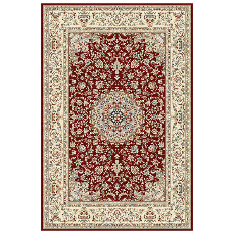 Light Yellow Graphic Rug Polyester Luxurious Rug Non-Slip Backing Rug for Drawing Room