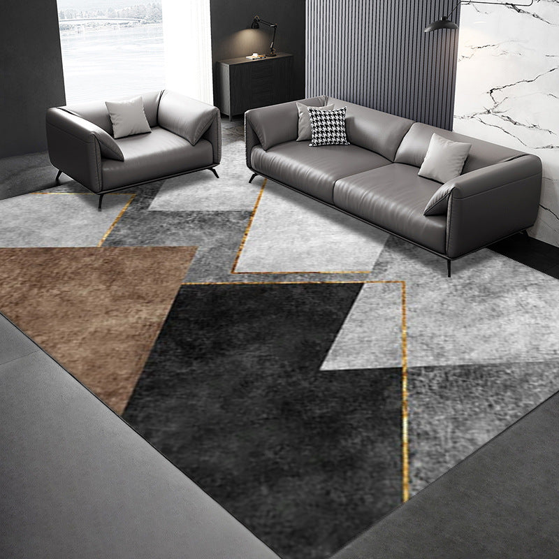 Zwart modern tapijt polyester patroon tapijt wasbaar tapijt voor woningdecoratie