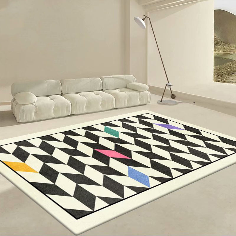 Green Grating Rug Polyester Modern Area Rug Non-Slip Backing Rug for Home Decor