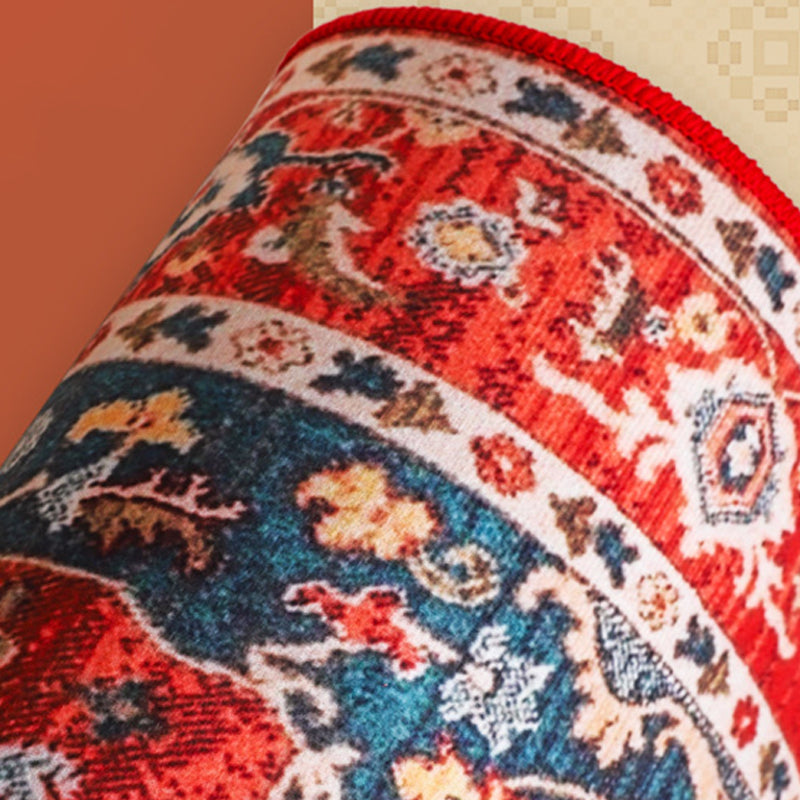 Grauer Medaillon Teppich Polyester Vintage Teppich Waschbar Teppich für Wohnkultur