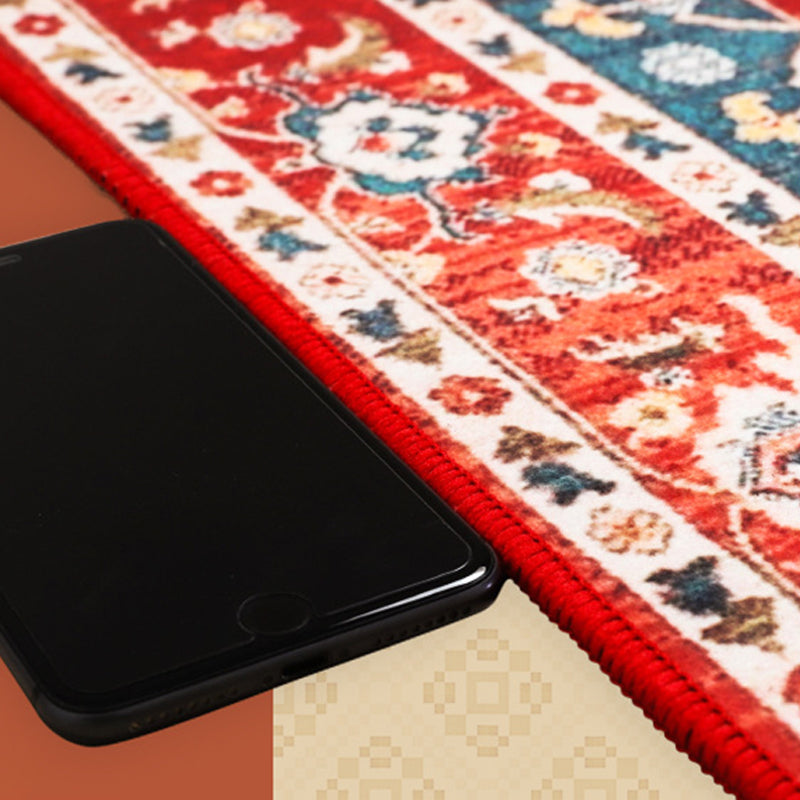 Grauer Medaillon Teppich Polyester Vintage Teppich Waschbar Teppich für Wohnkultur