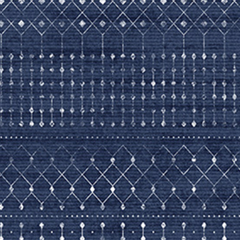 Navy Morocco Rug Polyester Print Indoor Rug Non-Slip Backing Rug for Drawing Room