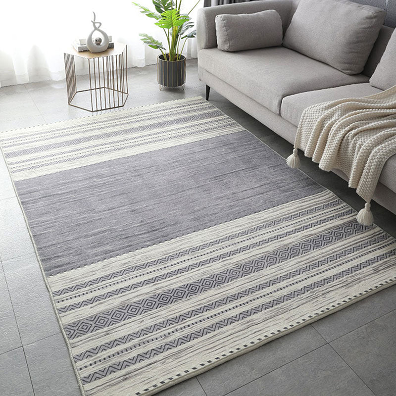Gray Modern Rug Polyester Abstract Pattern Area Rug Washable Rug for Home Decor