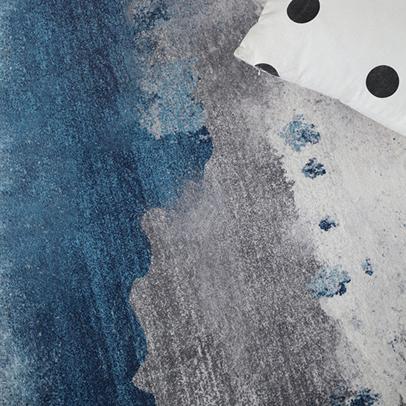 Gray Modern Rug Polyester Abstract Pattern Area Rug Washable Rug for Home Decor