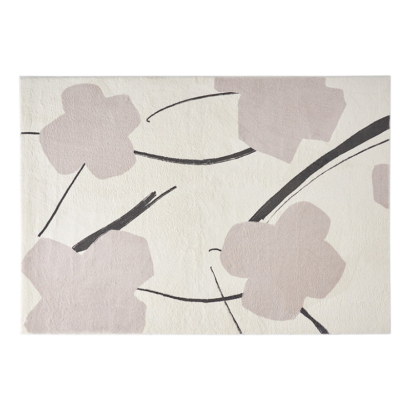 Beige Modern Carpet Polyester Plant Carpet Stain Resistant Carpet for Living Room