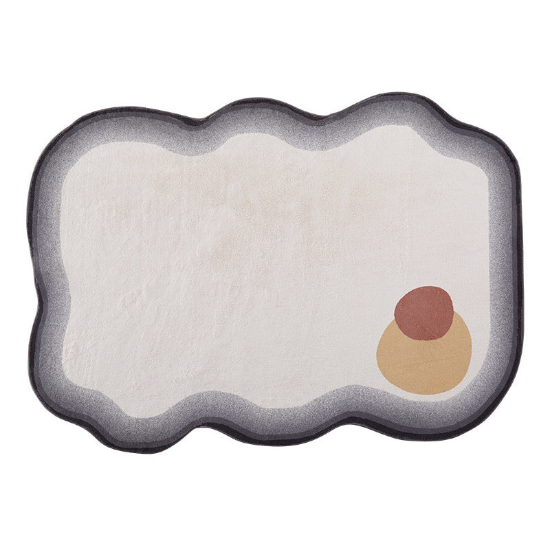 Dark Brown Irregular Circle Rug Polyester Modern Rug Washable Rug for Home Decor