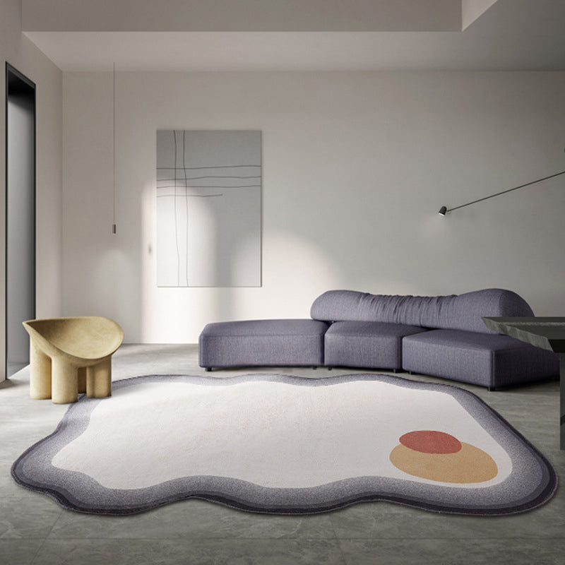 Dark Brown Irregular Circle Rug Polyester Modern Rug Washable Rug for Home Decor
