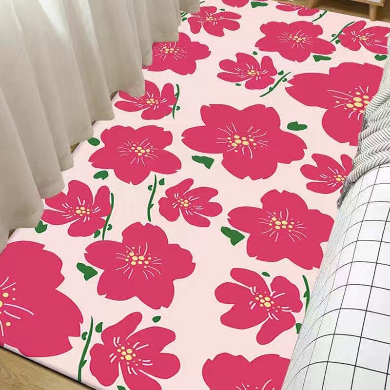 Yellow Sunflower Rug Polyester Simple Rug Non-Slip Backing Rug for Bedroom