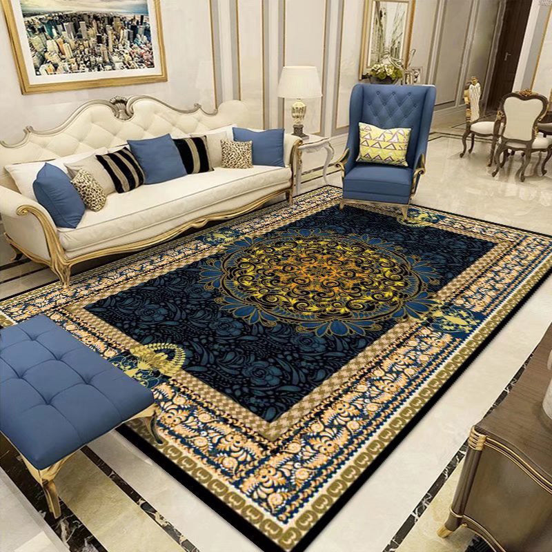 Wine Red Luxury Rug Polyester Modern Rug Non-Slip Backing Rug for Drawing Room
