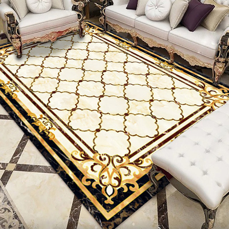 Wine Red Luxury Rug Polyester Modern Rug Non-Slip Backing Rug for Drawing Room