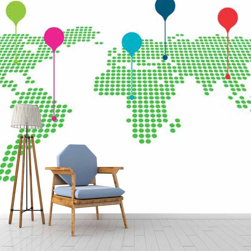 Environment Friendly Resistant Mural Wallpaper Map Living Room Wall Mural